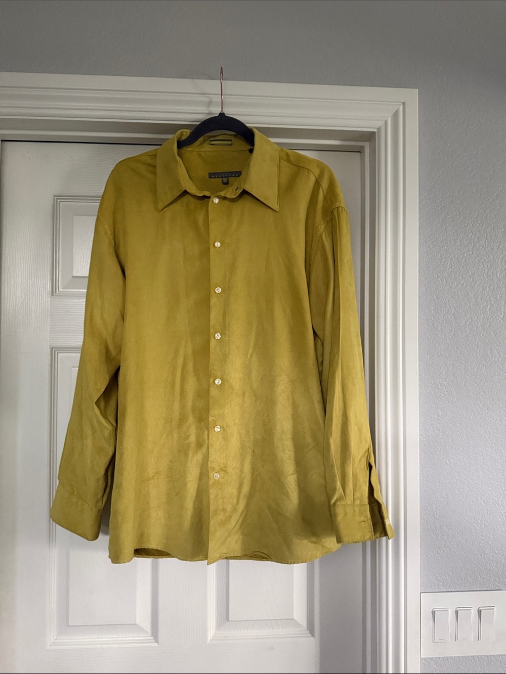 Kenneth Cole Reaction Olive-Yellow Button-Up Shirt